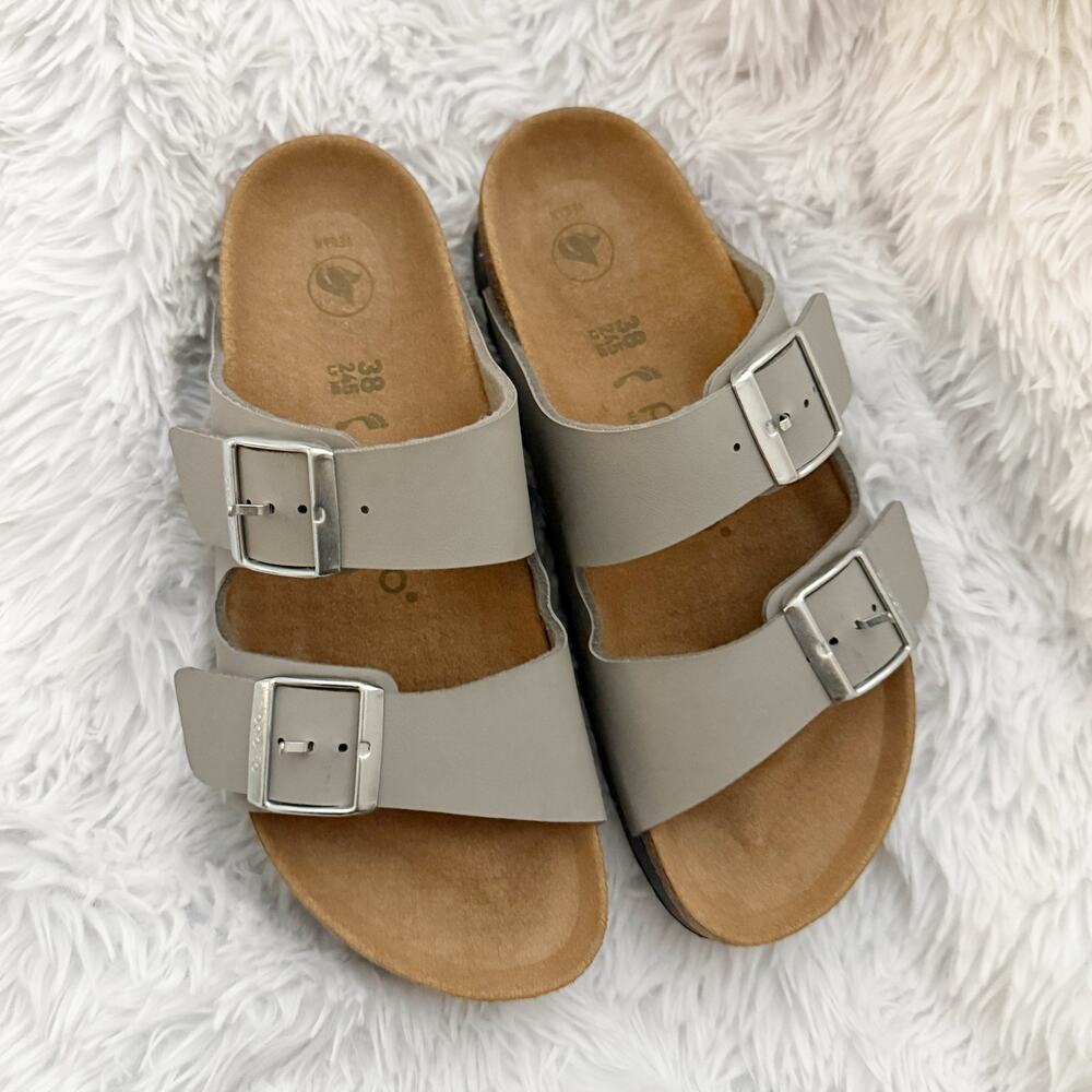 BIRKENSTOCK | Slide Sandals Arizona Flex Platform "Stone Coin" Gray Vegan | 38 - Picture 2 of 9